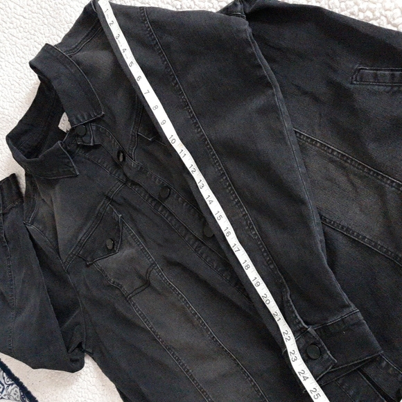 LOGO Lori Goldstein 24W Black Charcoal Grey Denim Button Released Hem Jacket - Picture 9 of 17